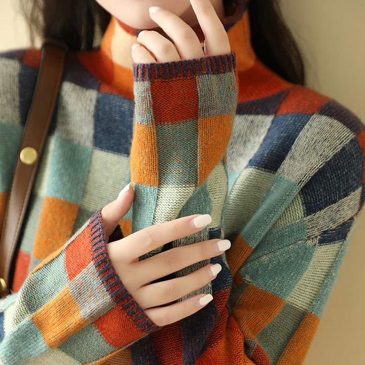 Isla Patchwork Turtleneck Sweater
