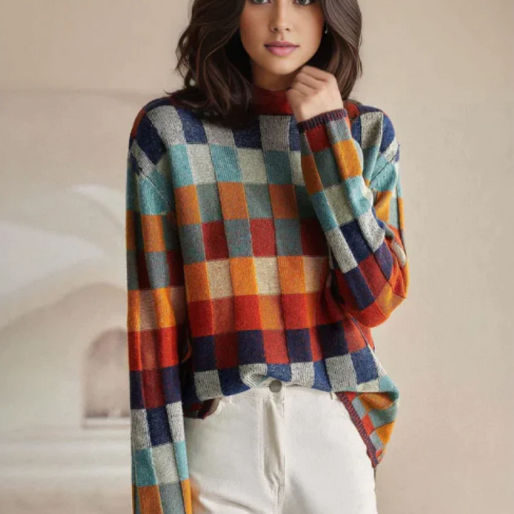 Isla Patchwork Turtleneck Sweater
