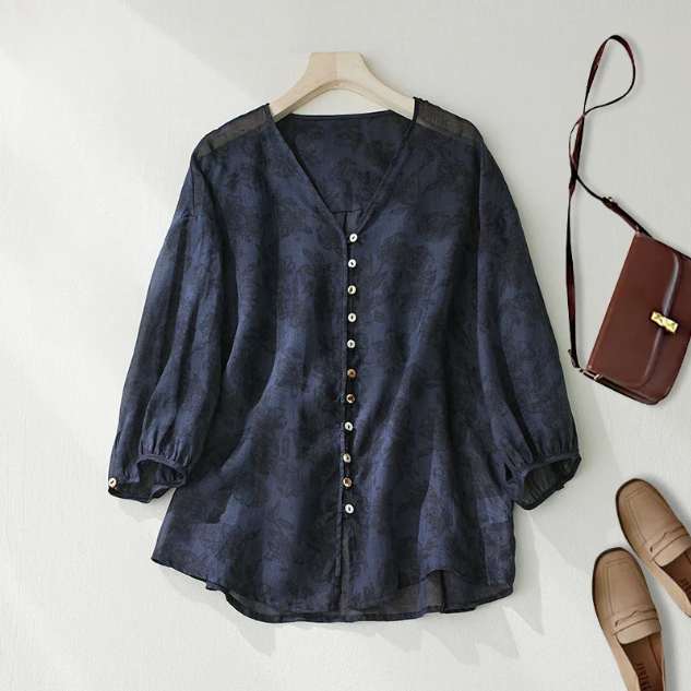 Avalom V-Neck Summer Linen Top