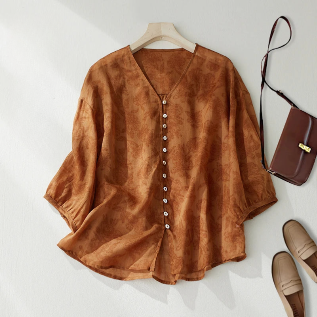 Avalom V-Neck Summer Linen Top