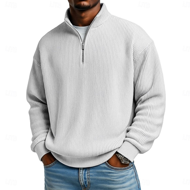Ansel Ribbed Quarter-Zip Pullover