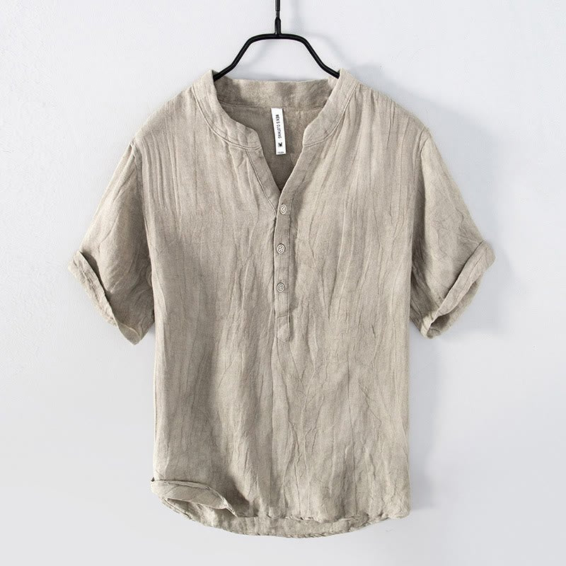 Malaga Half Button Stand Collar Shirt