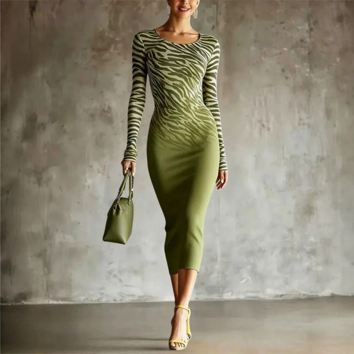 Savannah Zebra Pattern Midi Dress