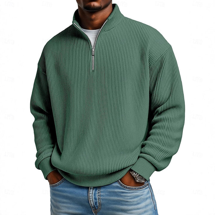 Ansel Ribbed Quarter-Zip Pullover