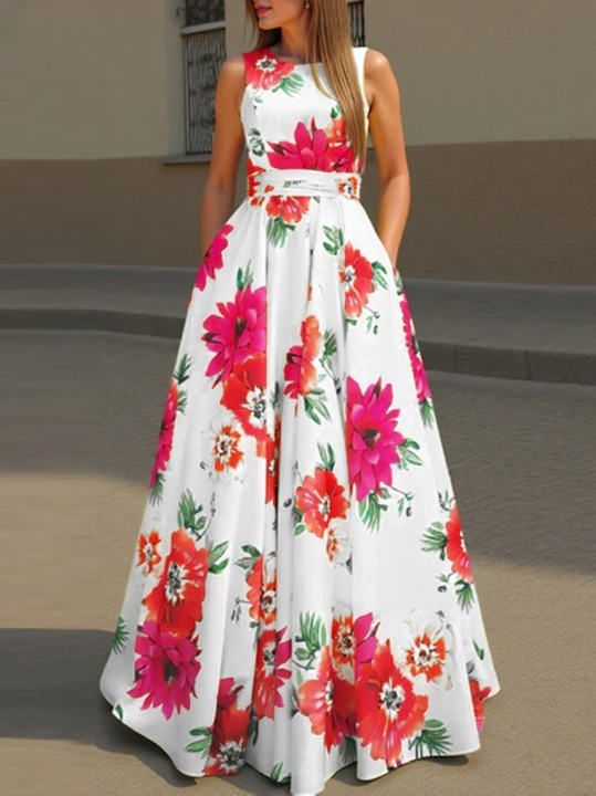 Rosamira Elegant Sleeveless Wedding Guest Maxi Dress