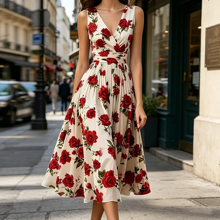 Maelle Floral Pleated Wedding Guest Dress