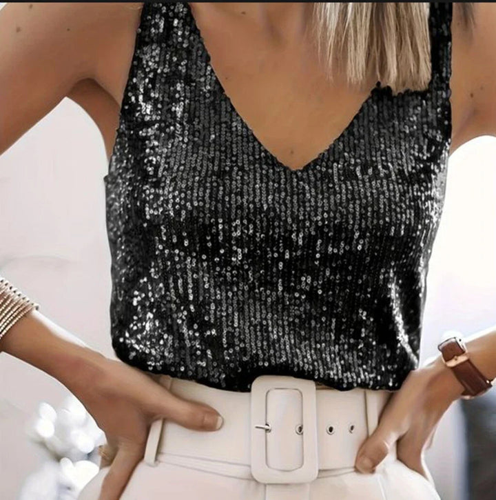 Lucia Sparkling Sequin V Neck Camisole