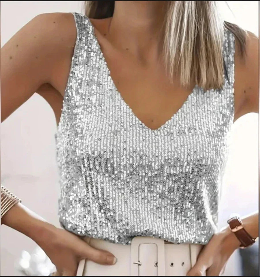 Lucia Sparkling Sequin V Neck Camisole
