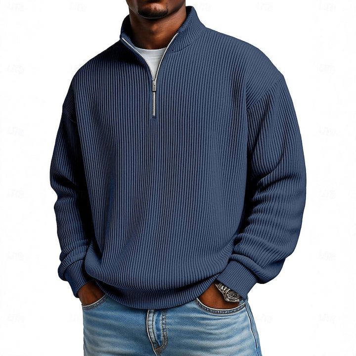 Ansel Ribbed Quarter-Zip Pullover