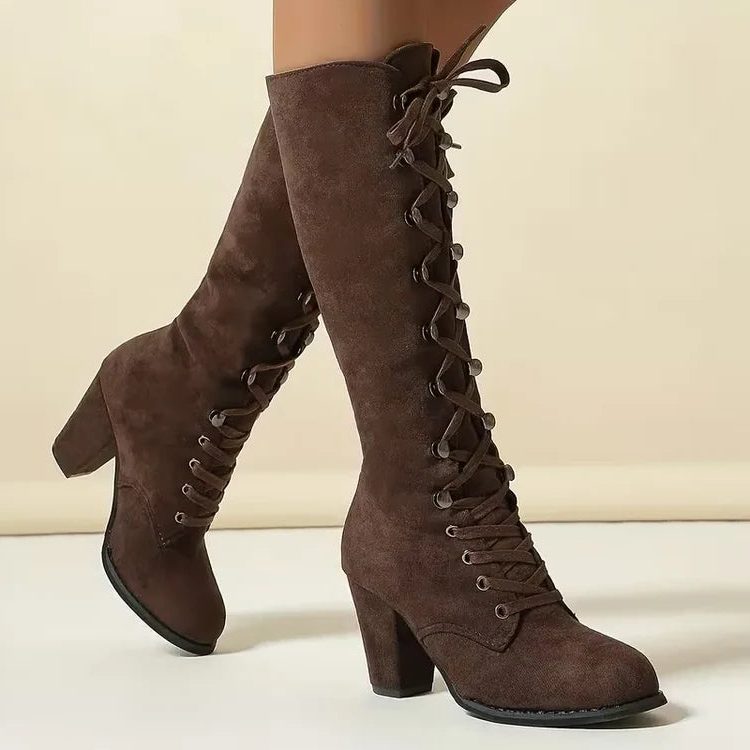 Alienor Lace Up Knee High Boots