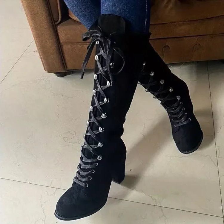 Alienor Lace Up Knee High Boots