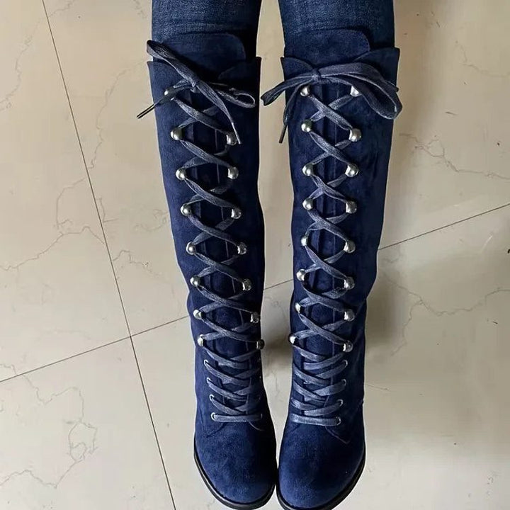 Alienor Lace Up Knee High Boots