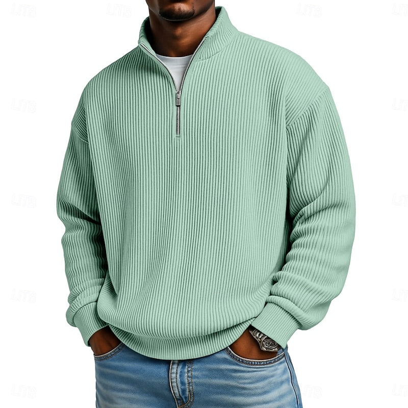 Ansel Ribbed Quarter-Zip Pullover